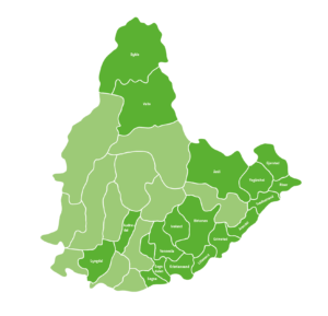 Kart med deltakende kommuner